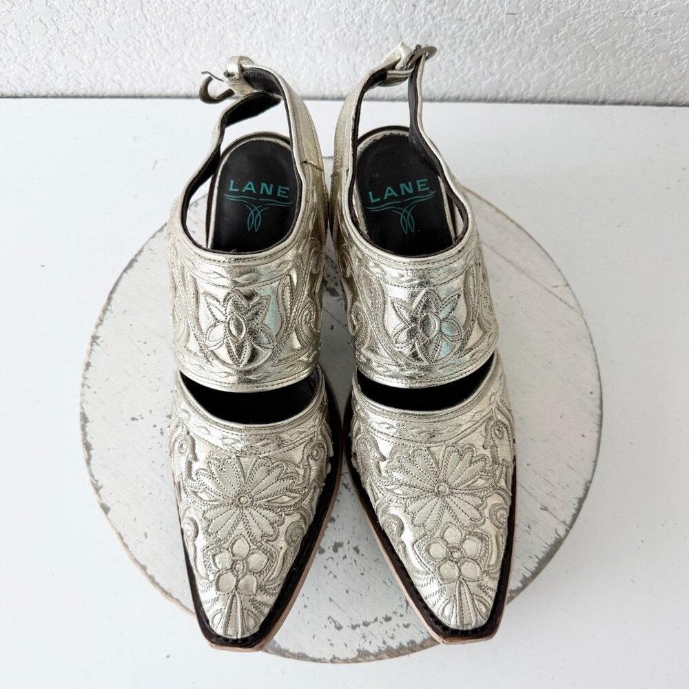 Lane Robin Slingback Mule Gold Cowboy Boots Womens Cowgirl Western Ankle Sz 8.5 - Picture 8 of 13